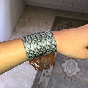Agent Antoinette Charcoal Cuff with Fringe